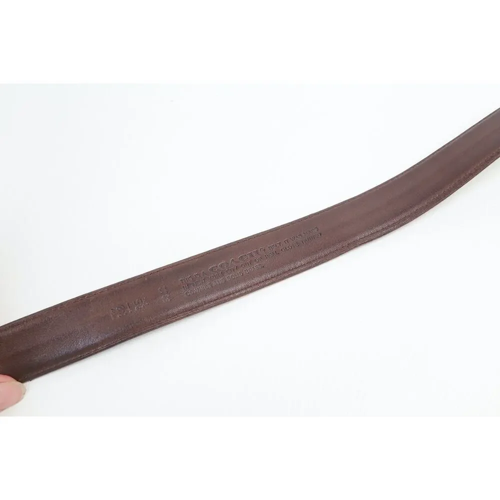 Coach Brown Leather Belt Size 38 / 95 Brass Buckle Classic Luxury Minimalist - Picture 11 of 16